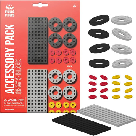 Plaque de construction Plus Plus gris noir petite et roues plus-plus : 26 pièces (3965)