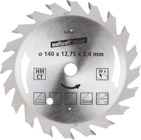 Wolfcraft - lame de scie circulaire 140x12,75mm - 20 dents - lame de scie pour scie circulaire - série argent - 6458000