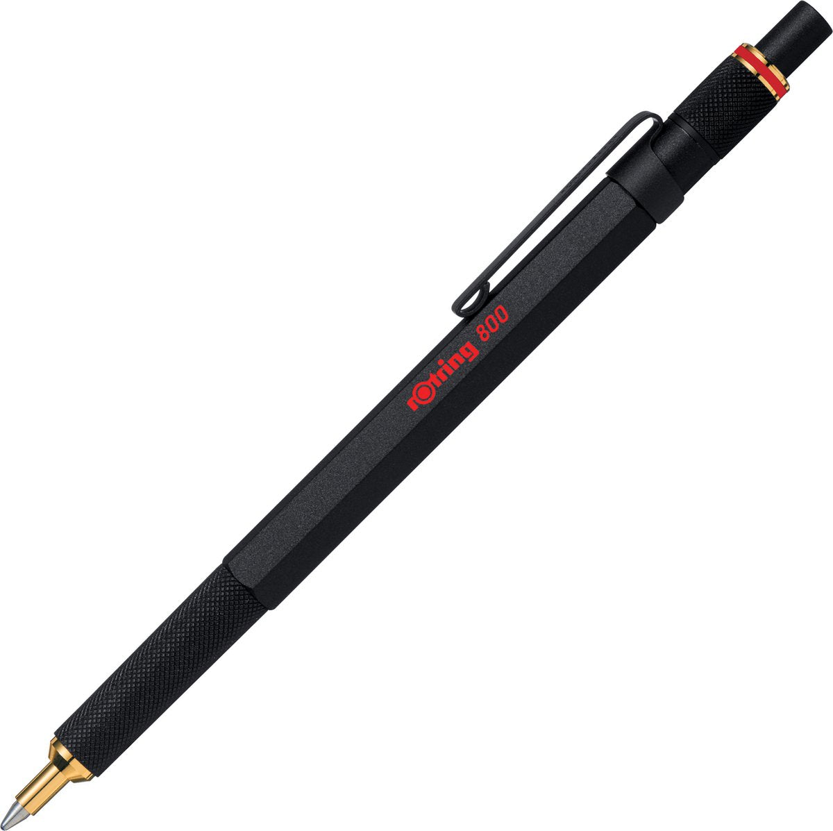 Stylo à bille Rotring 800 | point moyen | encre noire | boîtier noir | rechargeable