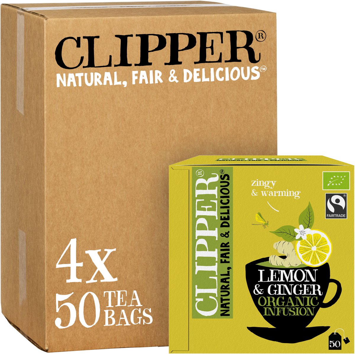 Clipper tea clipper - thé bio - citron gingembre - citron gingembre - 4x 50 sachets de thé