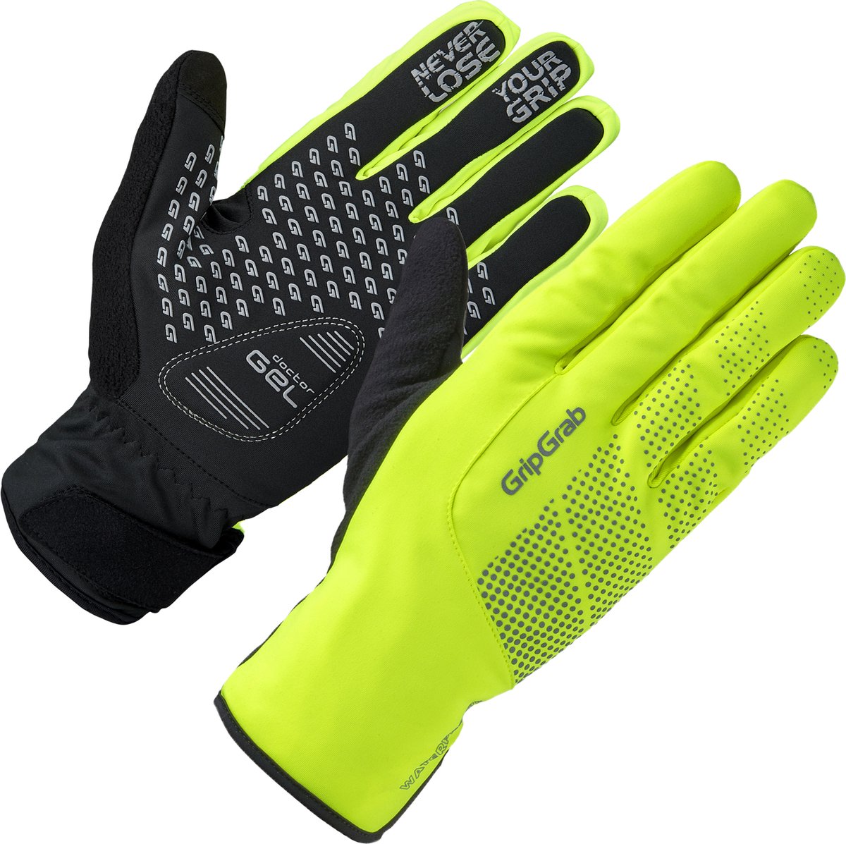 Gripgrab - ride waterproof winter fietshandschoenen lange vinger waterdicht met padding - unisex - geel hi-vis - maat xs