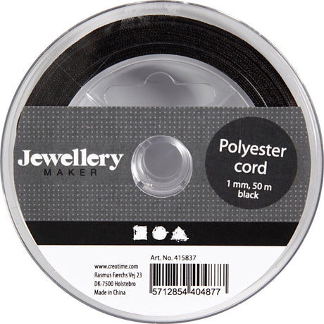 Société créative https: www.ccobby.nl polyester-cord-thickness-1-mm-black-50-m-1-roll
