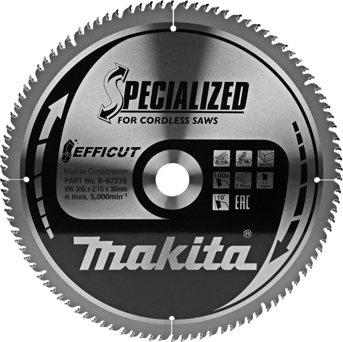 Lame de scie transversale Makita pour le bois | efficace | ø 305mm trou d'axe 30mm 100t - b-67278