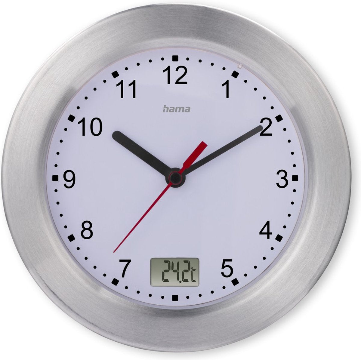 Horloge de salle de bain Hama - Maurice - horloge murale - thermomètre - aluminium