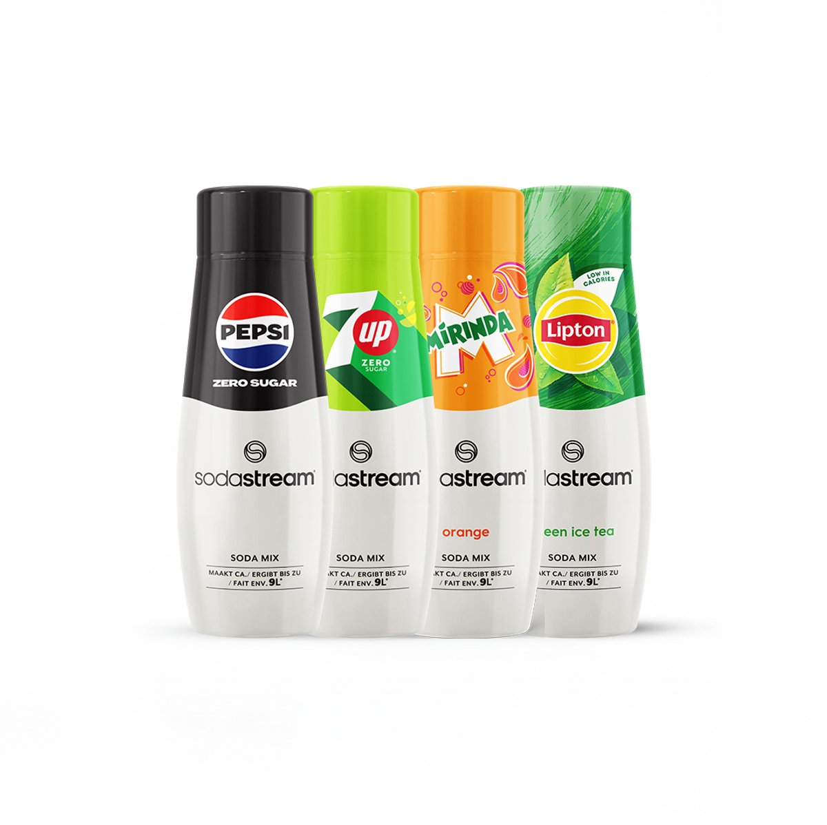 Sirops Sodastream mixbox - Pepsi Zero, Lipton Ice Tea Green, Miranda 7up Zero - Bon pour 36l de boisson pétillante - 4 pièces - 4x440ml
