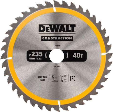 Lame de scie circulaire Dewalt pour le bois | construction | ø 184mm trou d'axe 20mm 24t - dt1951-qz