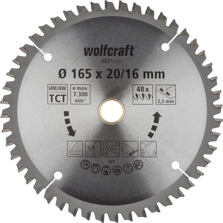 Wolfcraft - lame de scie circulaire 165x20mm - 48 dents - lame de scie pour scie circulaire - série lilas - 6621000