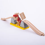 Bigjigs rail t-rex pont-levis voie ferrée en bois - ensemble de jeu d'aventure