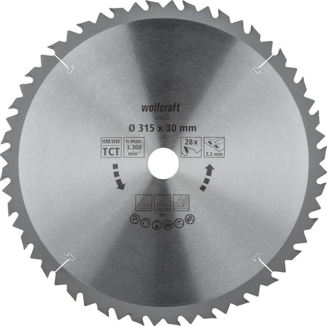 Wolfcraft - lame de scie circulaire pour table de scie 315x30mm - 28 dents - lame de scie pour scie à table - 6742000