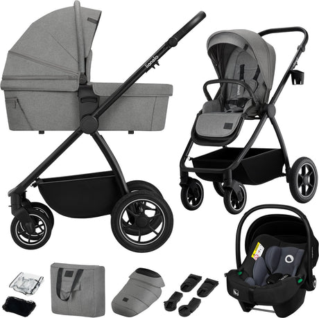 Poussette Lionelo Meril 3en1 - buggy - nacelle XL, poussette siège auto certifié ADAC - roues tout terrain - set d'accessoires complet - UPF50+