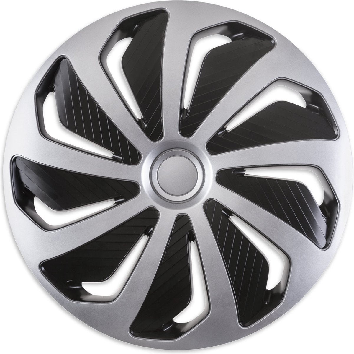 Enjoliveurs Versaco 16 pouces - vent noir argent - 4 pièces