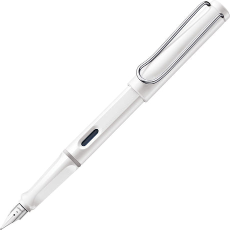 Stylo plume Lamy Safari blanc - stylo plume avec poignée ergonomique et plume en acier poli d'épaisseur d'écriture EF - plastique ASA robuste - avec cartouche d'encre T 10 bleue