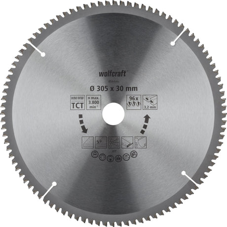 Wolfcraft - lame de scie 305x30mm pour scie à tronçonner - 96 dents - scie à onglet - série lilas - 6544000
