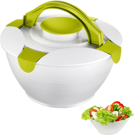 Saladier Westmark avec poignées et récipient à vinaigrette, capacité : 6,5 l, plastique, praktika, transparent blanc vert, 2422227a
