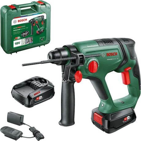 Marteau perforateur sans fil Bosch universalhammer 18v - 2,0 j - avec 2 batteries 18 v (2,5 ah) et chargeur - en coffret