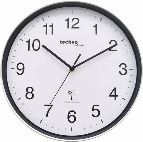 Technoline wt 8030 - horloge murale - analogique - ronde - cadre en plastique - verre minéral - indication de l'heure radio-pilotée - couleur argent