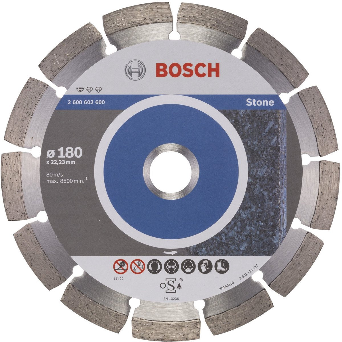 Bosch - disque à tronçonner diamanté standard pour pierre 180 x 22,23 x 2 x 10 mm
