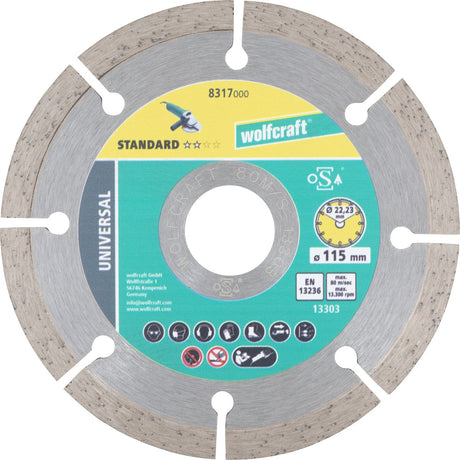 Wolfcraft - disque à tronçonner diamanté - disque à tronçonner universel - ø 115 mm - 8317000