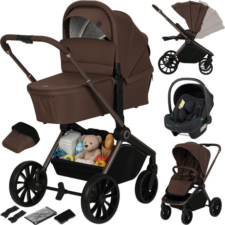 Lionelo mika plus - poussette 3en1 - ensemble xxl - incl. siège auto i-size - polyvalent et toute l'année - grandes roues - jusqu'à 22 kg - utilisation d'une seule main - pour tous types de terrains - kit d'accessoires