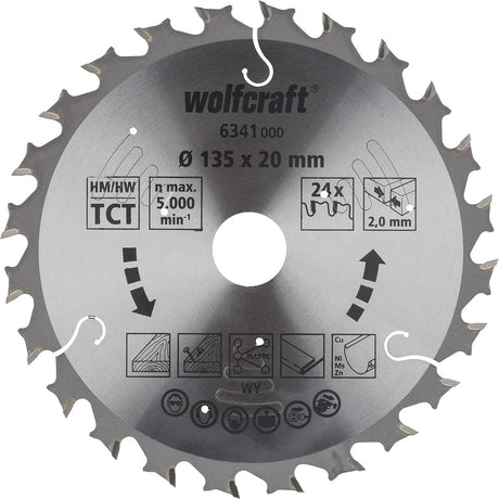 Wolfcraft - lame de scie circulaire 135 x 20 mm - pour scie circulaire portative - série lilas - 6341000