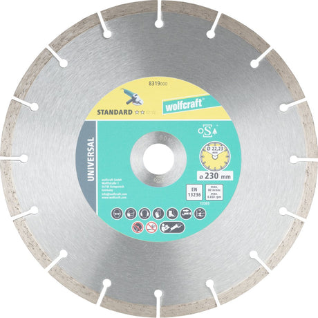 Wolfcraft - disque à tronçonner diamanté 230 mm - pour meuleuse d'angle - 8319000