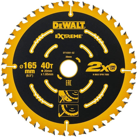 Dewalt extreme framing series - lame de scie circulaire - 165mm - 40t - pour le travail du bois