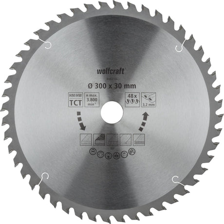 Wolfcraft - lame de scie circulaire pour table de scie 300x30mm - 48 dents - lame de scie pour scie à table - 6682000