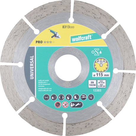 Wolfcraft - disque à tronçonner diamanté ø 115 mm - disque à tronçonner diamanté pour meuleuse d'angle - 8313000