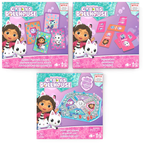 Spin master games gabby's dollhouse - pack de jeux de puzzle - jeu popup, jeu de cartes, dominos