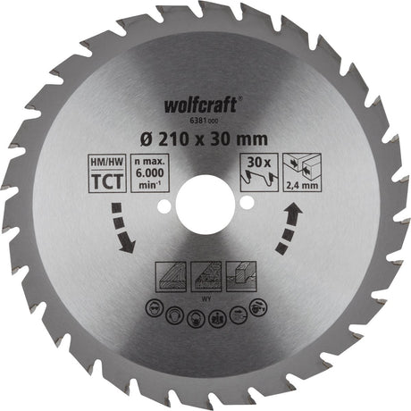 Wolfcraft - lame de scie circulaire 210x30mm - 30 dents - lame de scie pour scie circulaire - série verte - 6381000