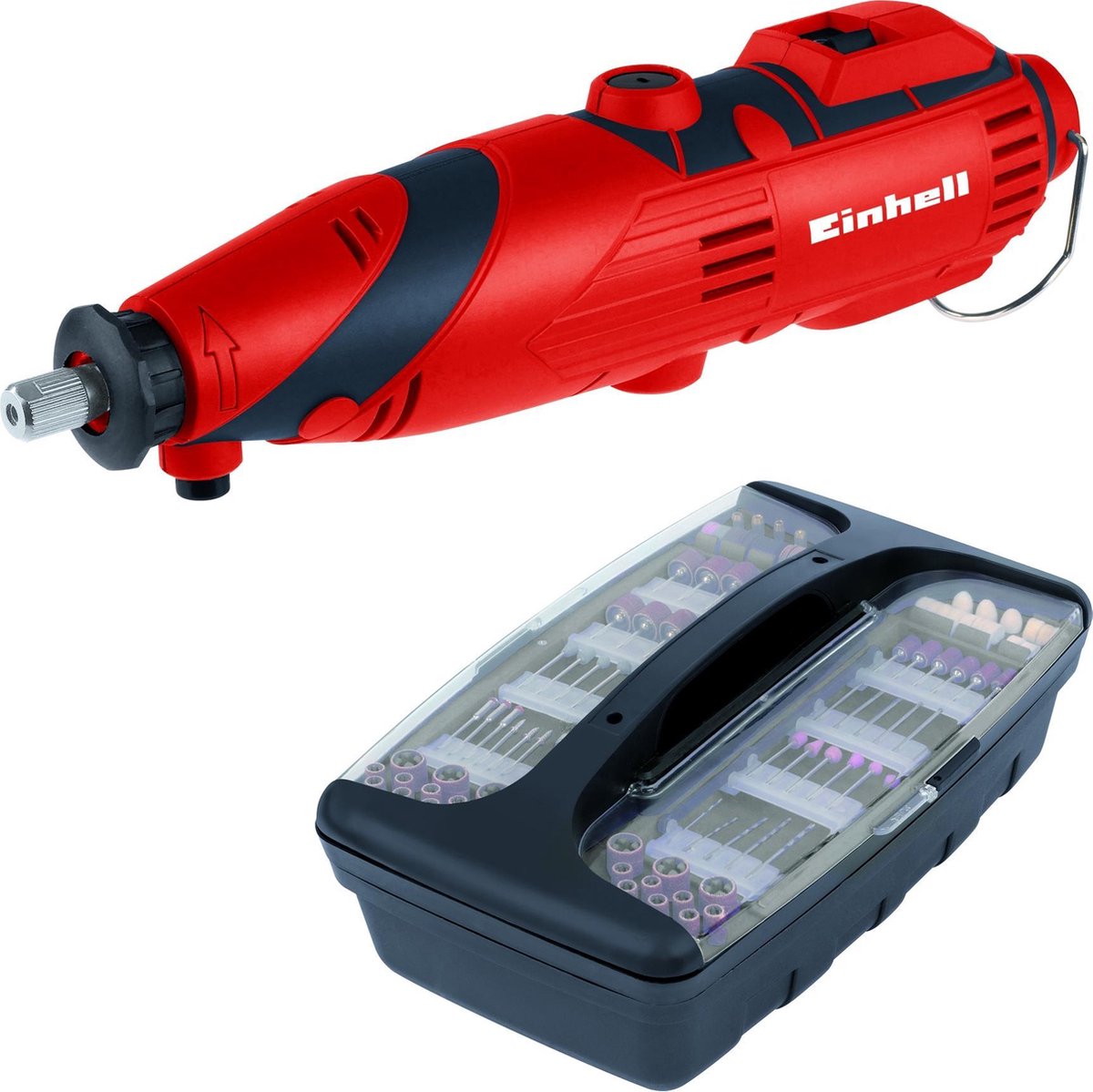 Machine de meulage et de gravure Einhell tc-mg 135 e - 135w - régulateur de vitesse électronique : 10000-32000 tr/min - arbre flexible - incl. 189 accessoires dans une mallette de rangement