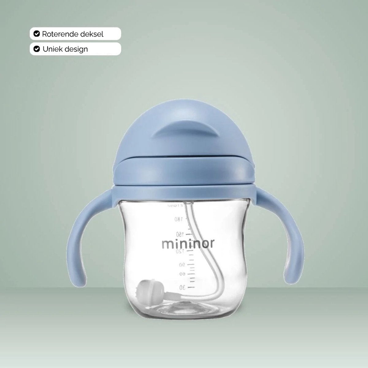 Gobelet avec paille anti-fuite Mininor - ciel nordique - 220 ml - anti-fuite - débit variable