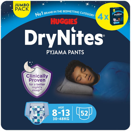 Pantalons à couches Drynites Huggies - garçons - 8 à 13 ans (30 - 48 kg) - 52 pantalons de nuit - réduction supplémentaire