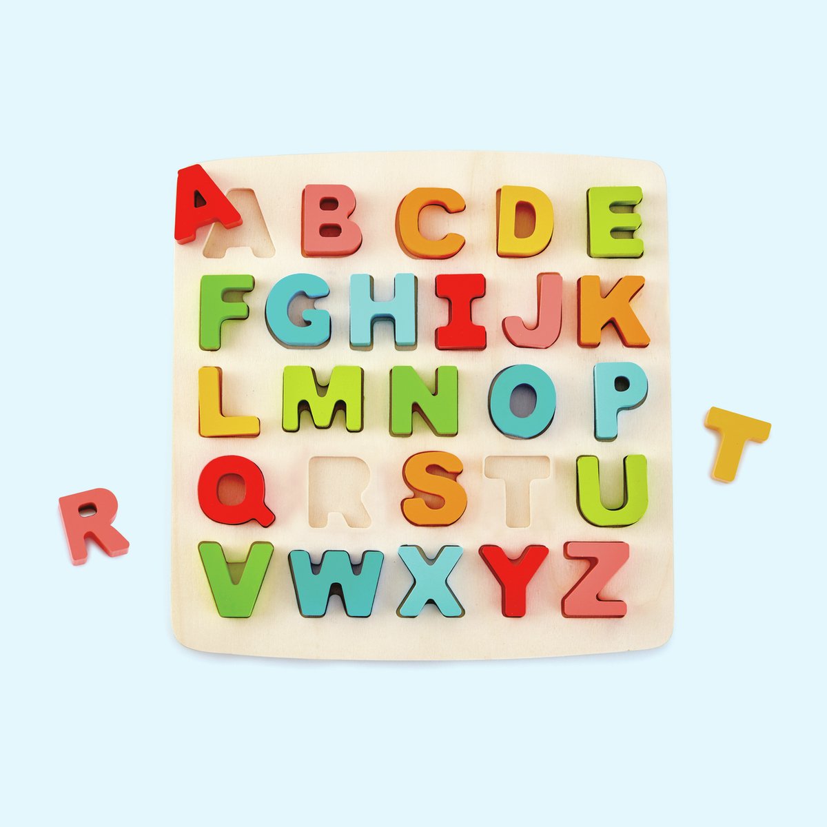 Puzzle alphabet Hape avec lettres majuscules - Puzzle de lettres en bois de 27 pièces pour les enfants à partir de 3 ans