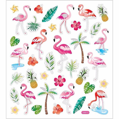 Autocollants Creativ company, flamant rose, feuille 15x16,5 cm, env. 37 pièces, 1 feuille