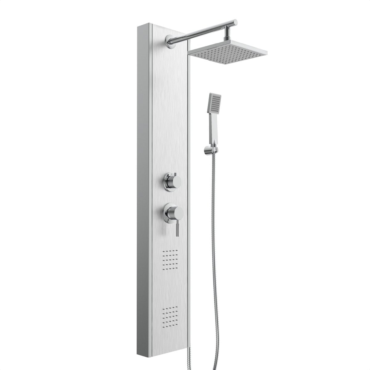 Panneau de douche Schütte avec un mélangeur de bouton Tahiti en acier inoxydable