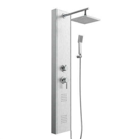 Panneau de douche Schütte avec un mélangeur de bouton Tahiti en acier inoxydable