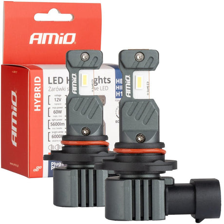 Amio LED HB3 Phares Antibrouillard Série Hybride H10 Hir1 Blanc 6000K - 5600LM Canbus 60W
