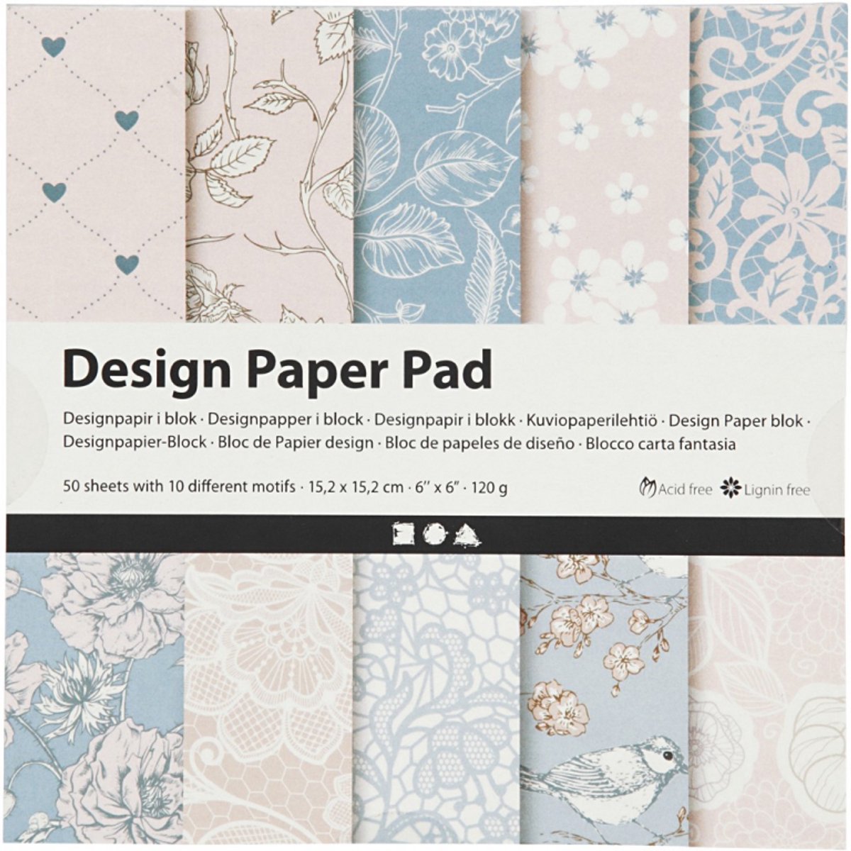Creativ company cc bloc de papier design 15,2x15,2 cm 50 feuilles