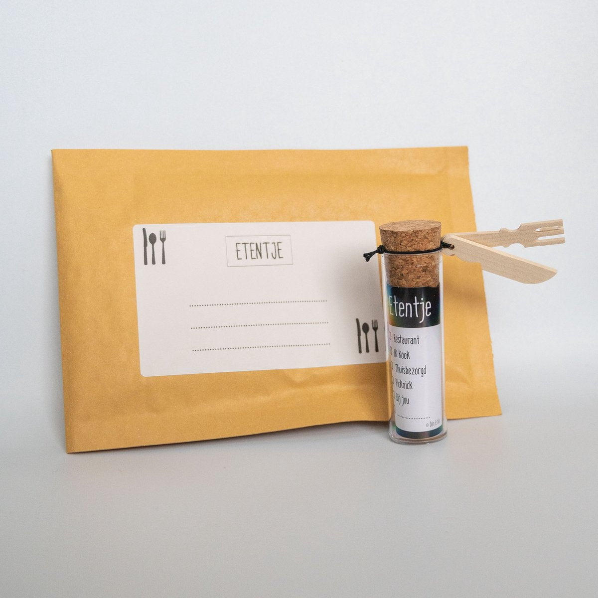 Invitation à dîner sans marque sans marque, en tube avec fourchette, couteau et louche incl. enveloppe, sympa pour inviter quelqu'un à un dîner, idée cadeau anniversaire, fête des mères, fête des pères, cadeau de vacances