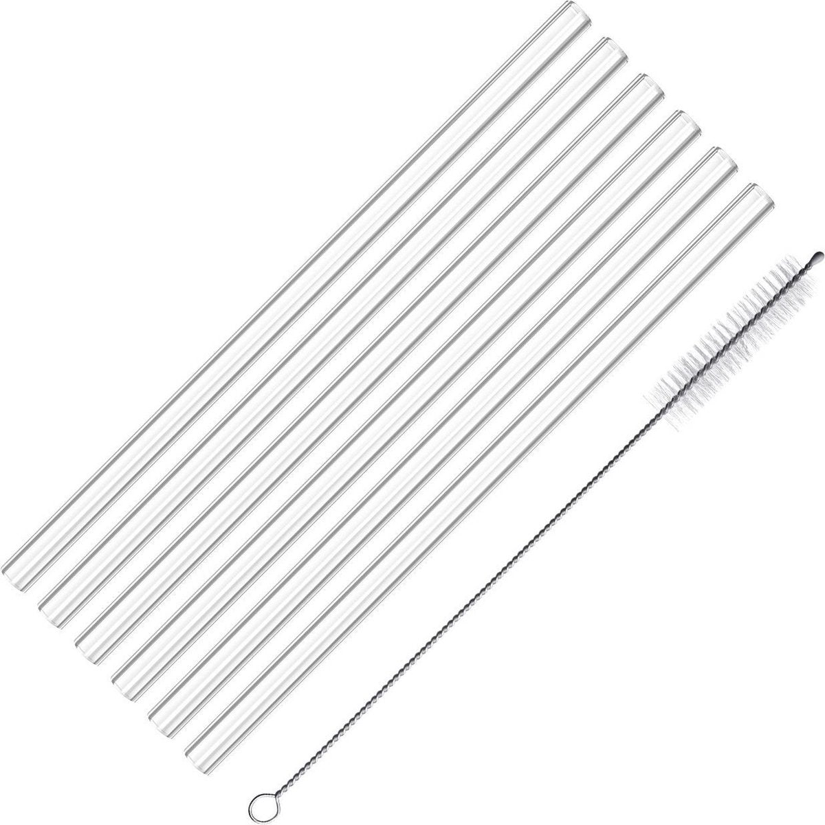 Westmark 6 pailles en verre, droites, incl. 1 brosse de nettoyage, longueur : 20 cm, ø 0,8 cm, verre borosilicaté, transparent, 62622260