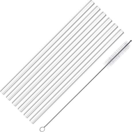 Westmark 6 pailles en verre, droites, incl. 1 brosse de nettoyage, longueur : 20 cm, ø 0,8 cm, verre borosilicaté, transparent, 62622260