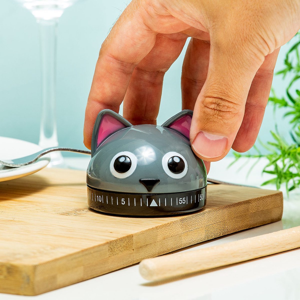 Minuteur de cuisine Kikkerland - en forme de chat - Minuterie de 60 minutes - Accessoires de cuisine
