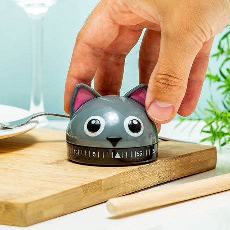 Minuteur de cuisine Kikkerland - en forme de chat - Minuterie de 60 minutes - Accessoires de cuisine