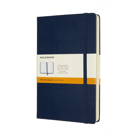 Carnet classique Moleskine - étendu - grand - couverture rigide - ligné - bleu saphir