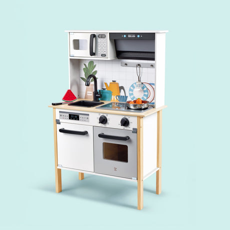 Hape cuisine de jeu intelligente moderne - jouets de cuisine interactifs avec lumière et son, 3 ans+