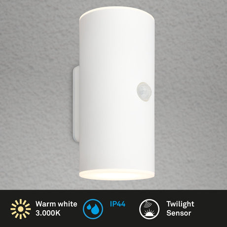 Briloner - lampe d'extérieur - lima - détecteur de mouvement - capteur crépusculaire - batterie rechargeable - chargement USB - protection contre les projections d'eau - 15,5 x 7 x 8,5 cm - blanc