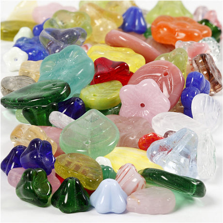 Perles de verre de la compagnie Creativ Diverses feuilles et fleurs, 60 grammes