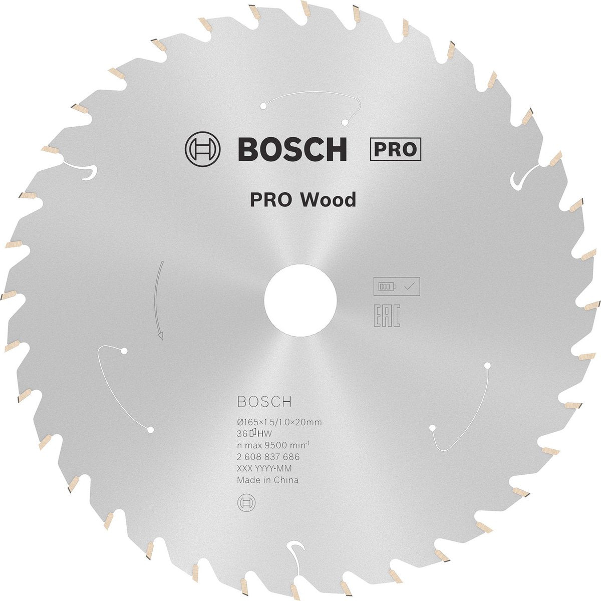 Norme Bosch pour le bois - lame de scie circulaire - 165 mm - 20 mm - 36 dents