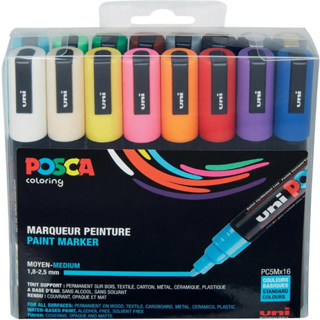 Crayon uni mitsubishi marqueurs uni posca - couleurs de base - pc5m 1,8-2,5 mm